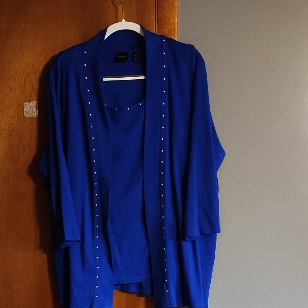 Notations Blue Cardigan with Sparkling Accents